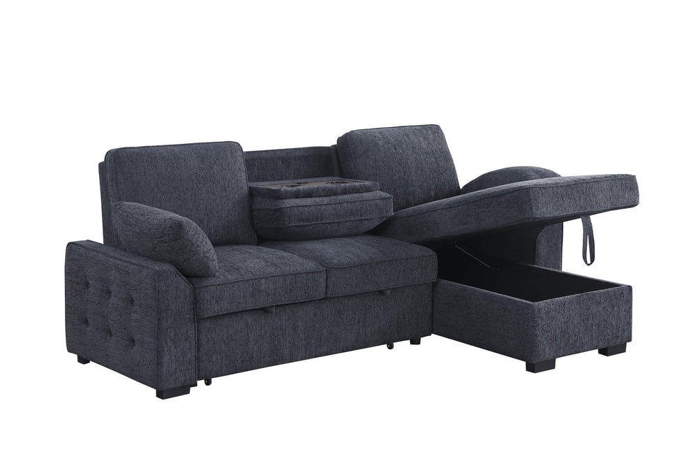 L-Shaped Sleeper Sectional Sofa with Storage & Charging