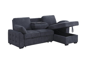 L-Shaped Sleeper Sectional Sofa with Storage & Charging