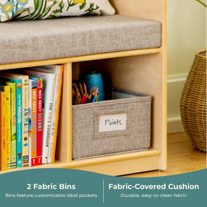 Kids Reading Nook with Storage Bench, Cubbies & Fabric Bins