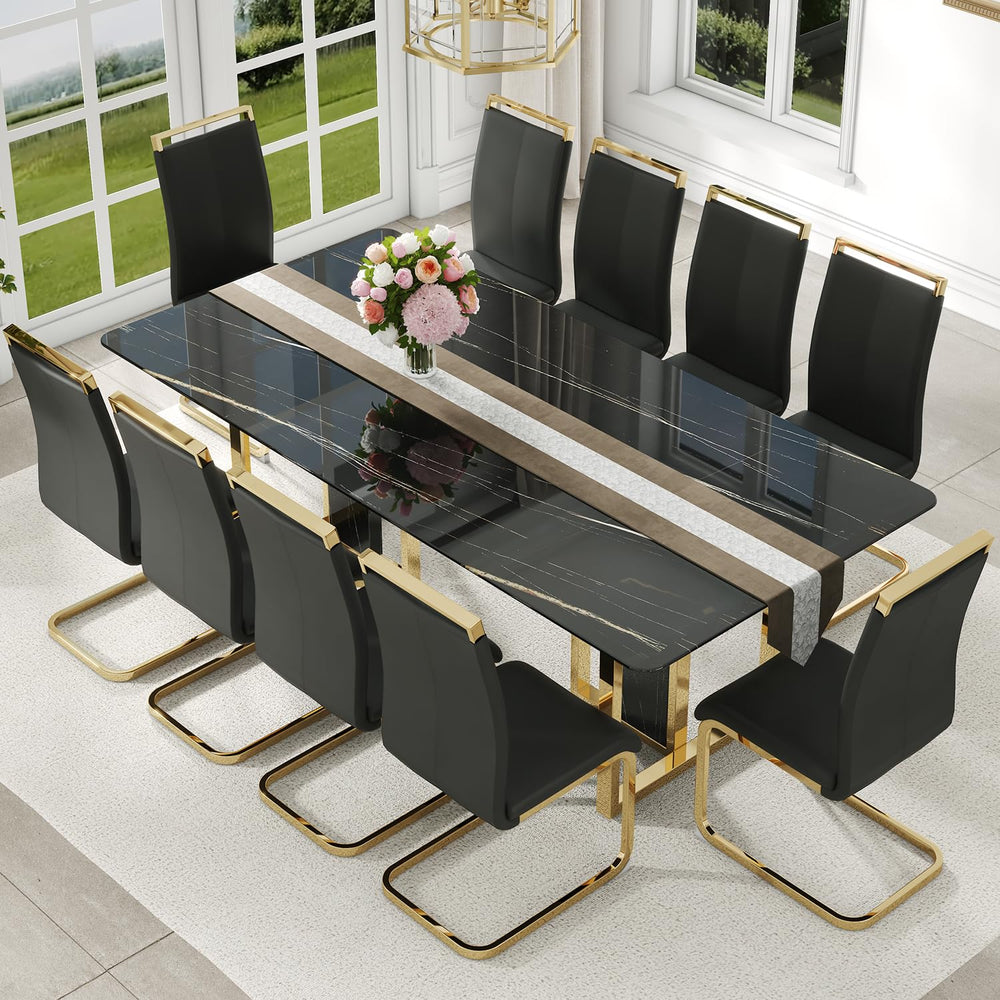 Modern Marble Dining Table Set with Chairs