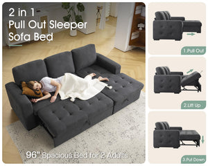 L-Shaped Sleeper Sofa with Storage Chaise