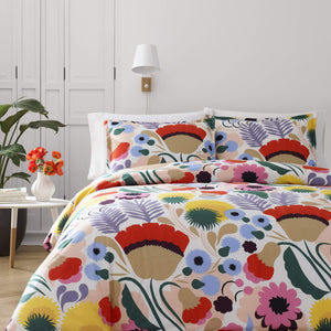 Cotton Floral Duvet Cover Set with Shams