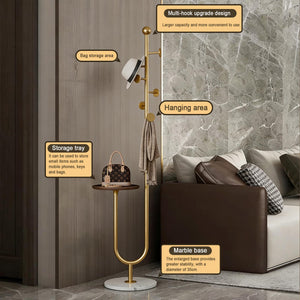 Gold Metal Coat Rack with Marble Base