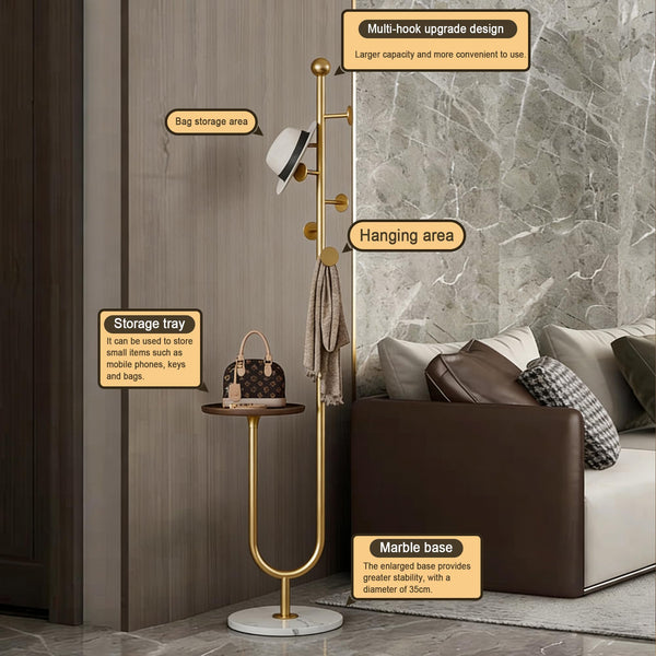 Gold Metal Coat Rack with Marble Base
