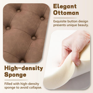 Round Storage Ottoman with Removable Tufted Top