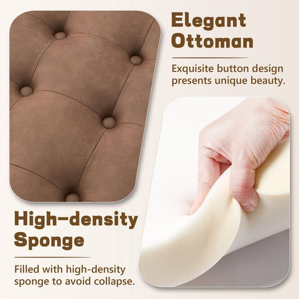 Round Storage Ottoman with Removable Tufted Top