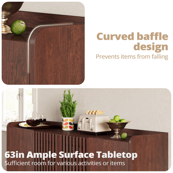 63-Inch Buffet Cabinet with Grille Doors and Adjustable Shelves