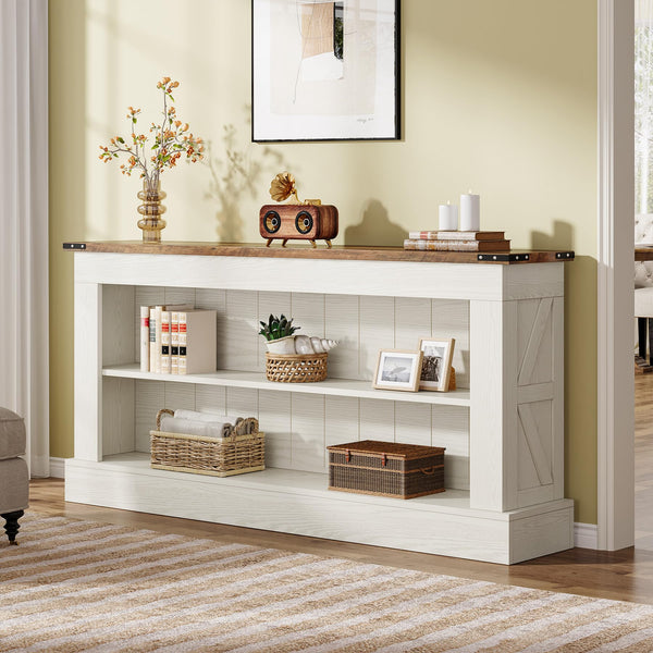 63-Inch Console Table with Shelves