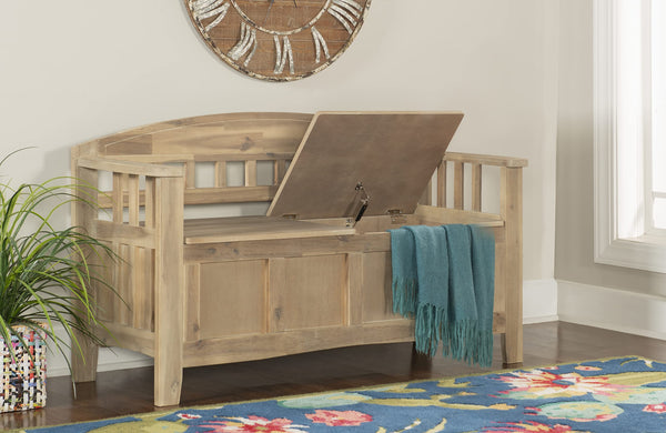 Acacia Wood Storage Bench with Split Seat