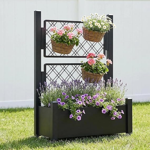 Metal Outdoor Planter Box with Drainage & Adjustable Feet