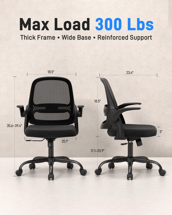 Ergonomic Mesh Office Chair with Flip-Up Arms