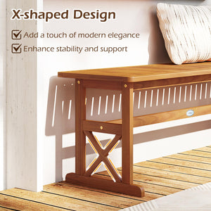 Acacia Wood Outdoor Bench – Slatted Seat, 800 lbs Capacity