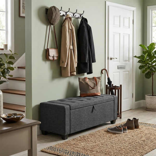 Storage Ottoman Bench with Lid – 47" Upholstered Entryway Bench