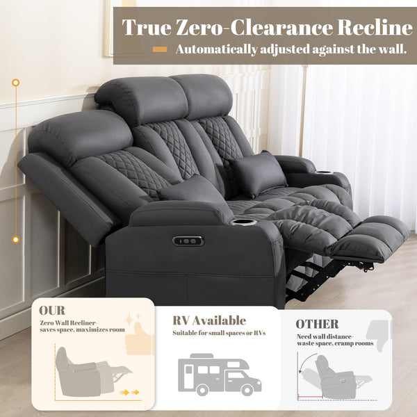 Zero Wall Hugger Power Reclining Sofa Set with Adjustable Headrest