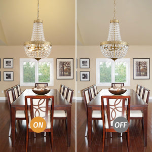 4-Light K9 Crystal Chandelier – Brushed Brass Pendant Light
