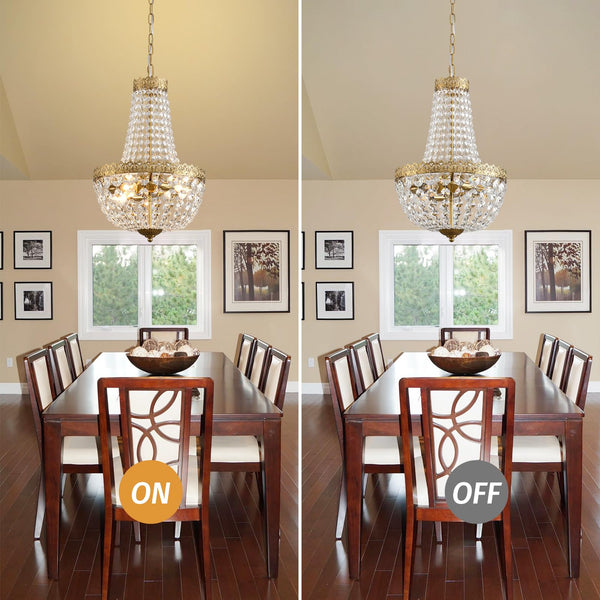 4-Light K9 Crystal Chandelier – Brushed Brass Pendant Light