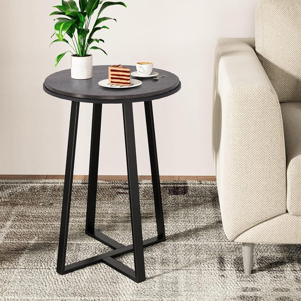 Round End Table with Metal Frame