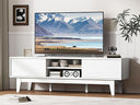 Rattan TV Stand with Sliding Doors & Open Shelves