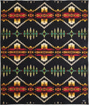 Wool Blend Jacquard Throw Blanket – Reversible, Felt-Bound, 64" x 80"