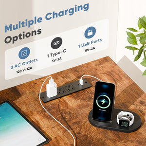 L-Shaped Gaming & Home Office Desk with Charging Station