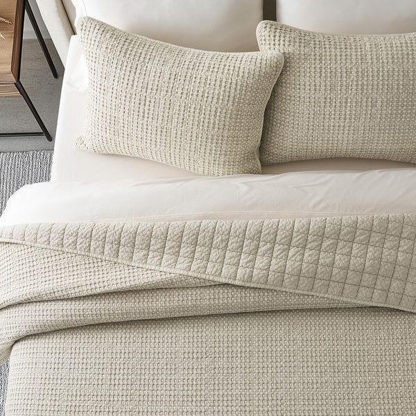 Stonewashed Cotton Waffle Quilt Set with Pillow Shams