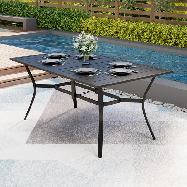 Outdoor Metal Dining Table with Umbrella Hole – 4 Sizes