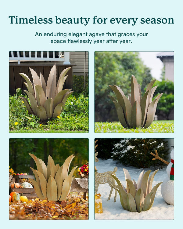 Metal Agave Plant Outdoor Decor Sculpture – 25.5" H Weather-Resistant Rustic Garden Art