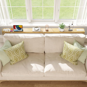 Narrow Bamboo Console Sofa Table with Power Outlets