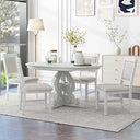 Extendable Round Dining Table Set for 4-6 with Upholstered Chairs