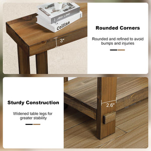 Farmhouse Solid Wood Console Table with Open Shelf