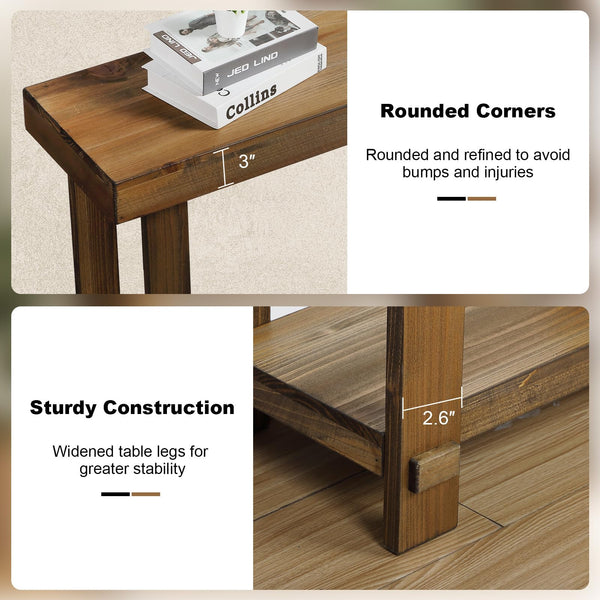 Farmhouse Solid Wood Console Table with Open Shelf