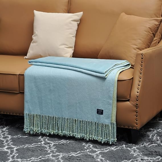 Fringed Mulberry Silk Throw Blanket