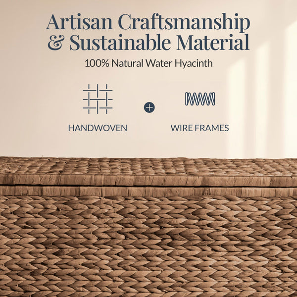 Water Hyacinth Storage Trunk with Lid & Handles