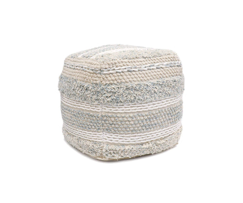Cotton Pouf Ottoman 20x20x20 – Handwoven Square Floor Pouf