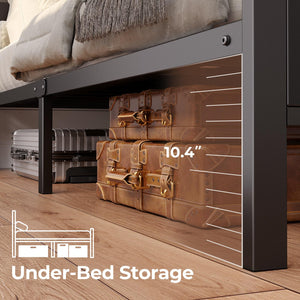 Platform Bed Frame with Storage Headboard, LED Lights & Charging Station