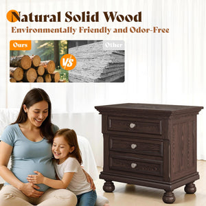 3-Piece Solid Wood Bedroom Set – Bed Frame & 2 Nightstands