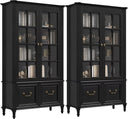 63" Tall Bookshelf with Glass Doors & Drawers
