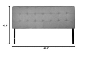 King Size Tufted Upholstered Headboard – Adjustable Height, Gray
