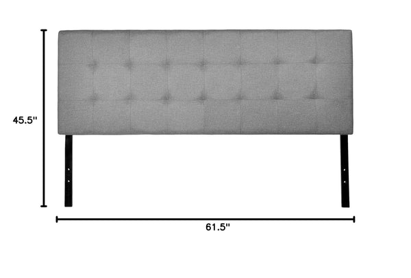 King Size Tufted Upholstered Headboard – Adjustable Height, Gray