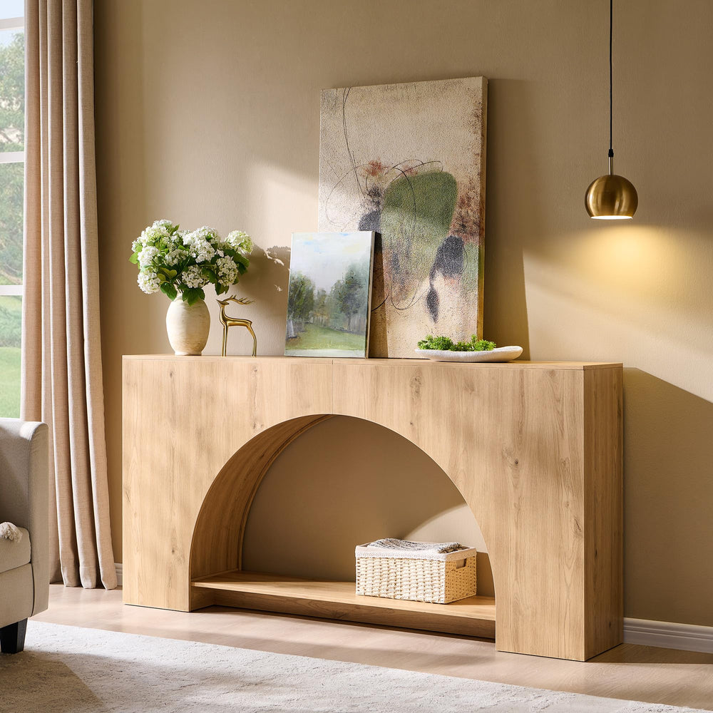 63" Arched Console Table with 2-Tier Shelf