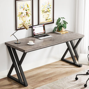 55-Inch Computer Desk with Z-Shaped Metal Legs