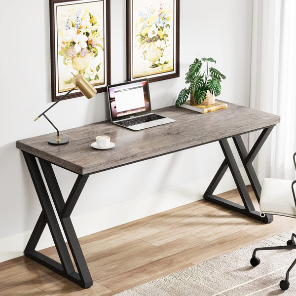 55-Inch Computer Desk with Z-Shaped Metal Legs