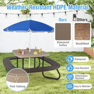 Kids Picnic Table with Umbrella – 8-Seat Outdoor HDPE Set