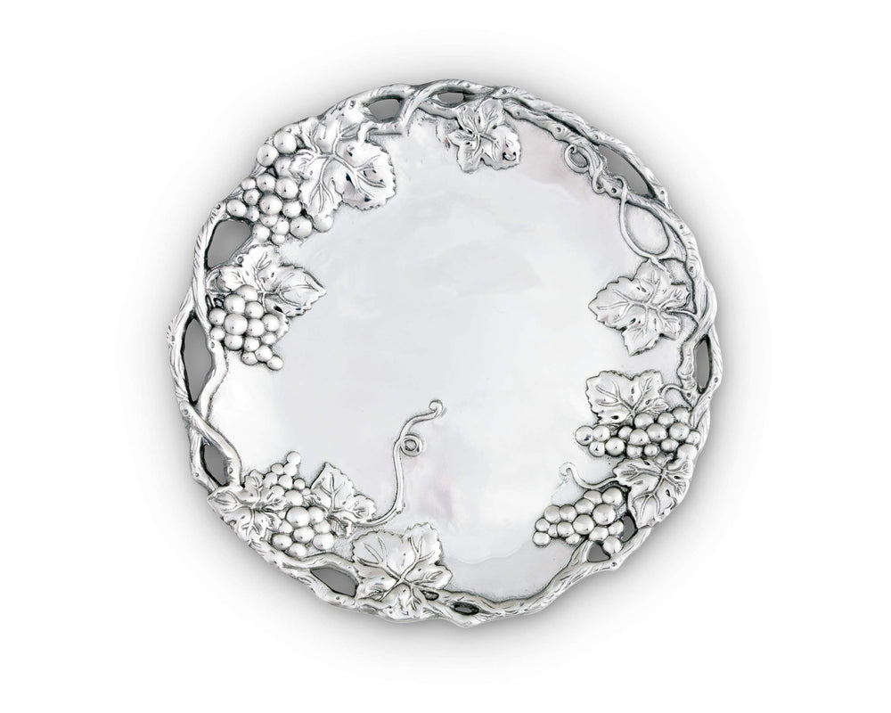 Aluminum Grape Round Serving Tray 15 Inch