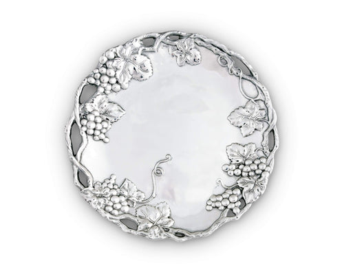 Aluminum Grape Round Serving Tray 15 Inch