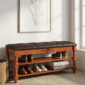 Storage Bench with Lift Top & Open Shelves