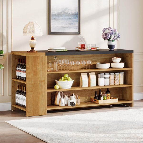 55" Kitchen Island with Storage and 5-Tier Shelves