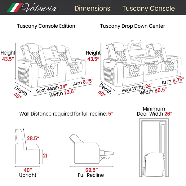 3-Seat Power Recliner with Center Console