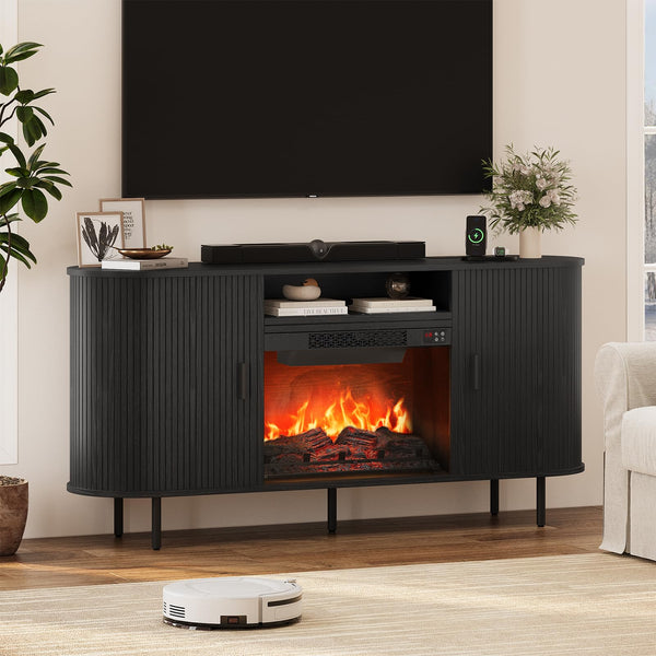 63" Fireplace TV Stand with 23" Electric Fireplace for TVs up to 70"