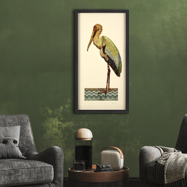 Crane 3D Paper Collage Wall Art – Framed & Ready to Hang